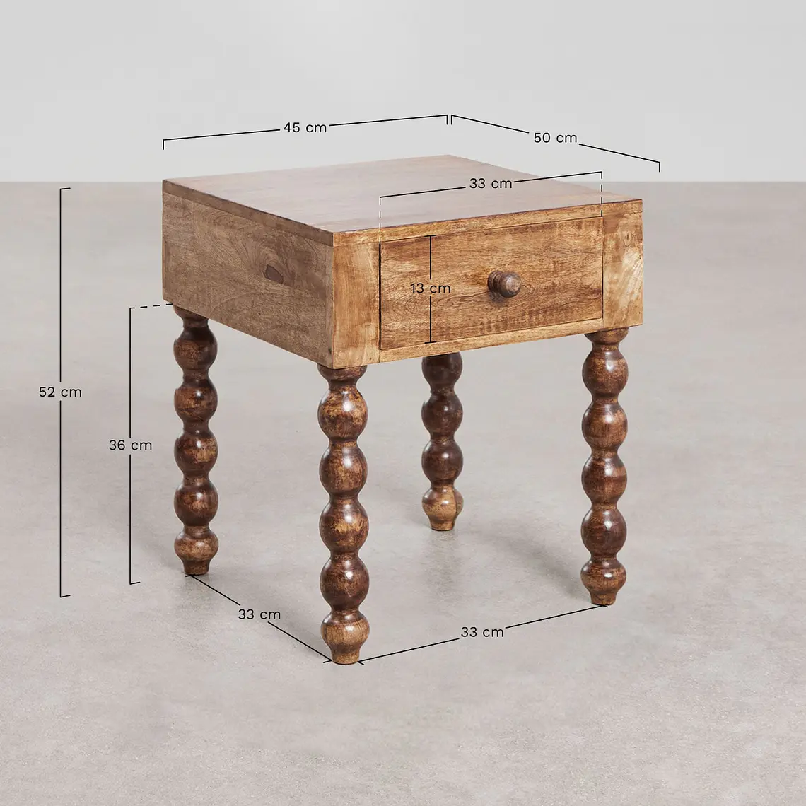 Velador Arvena 45x50 cm en madera de mango 9