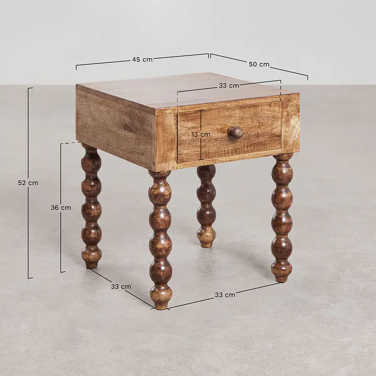 Velador Arvena 45x50 cm en madera de mango 9