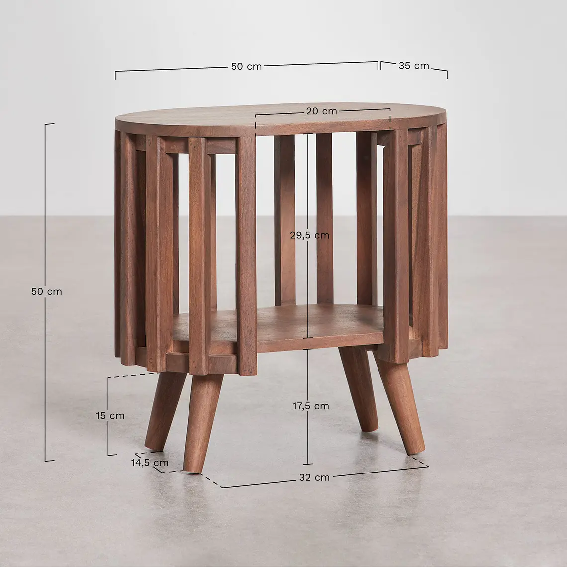 Velador Neriah 50x35 cm en madera de acacia 10