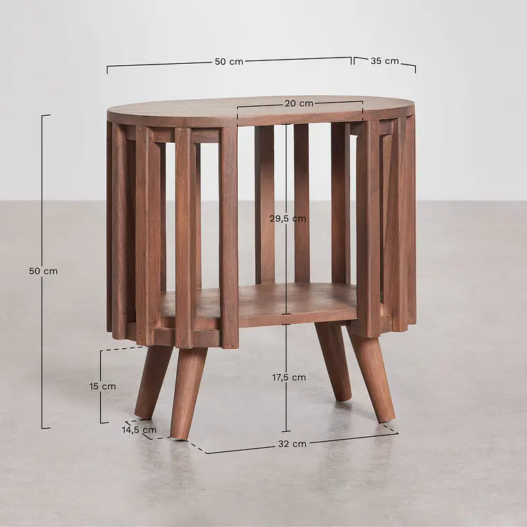 Velador Neriah 50x35 cm en madera de acacia 10
