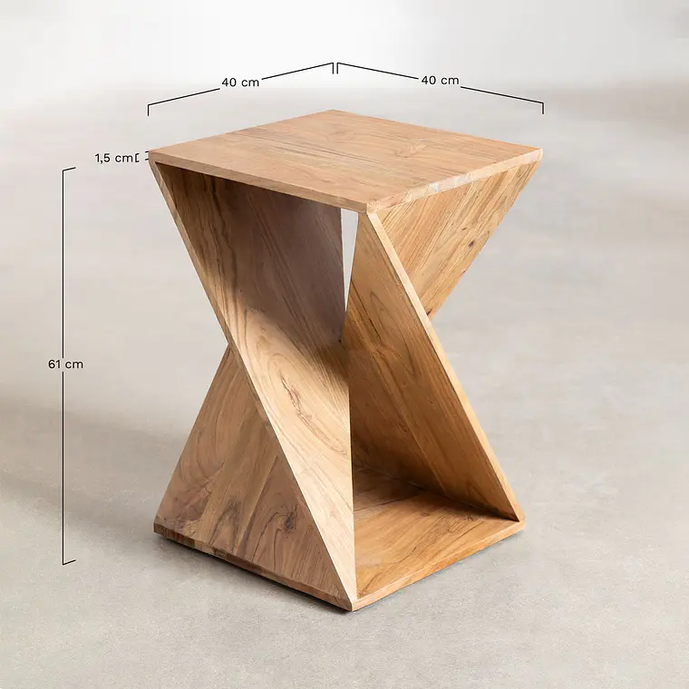Velador Noreva 40x40 cm en madera de acacia 9