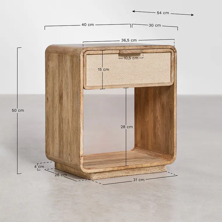 Velador Noriel 40x30 cm en madera de mango 10