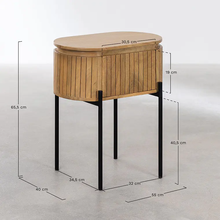 Velador Orenia 55x40 cm en madera de mango 8