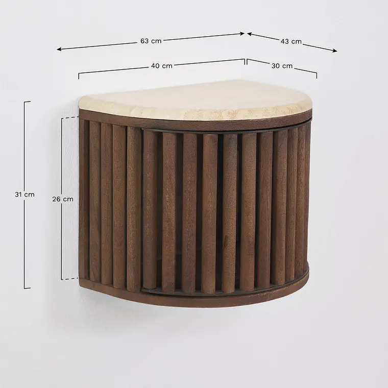 Velador Vireya flotante 40x30 cm en madera de mango 10