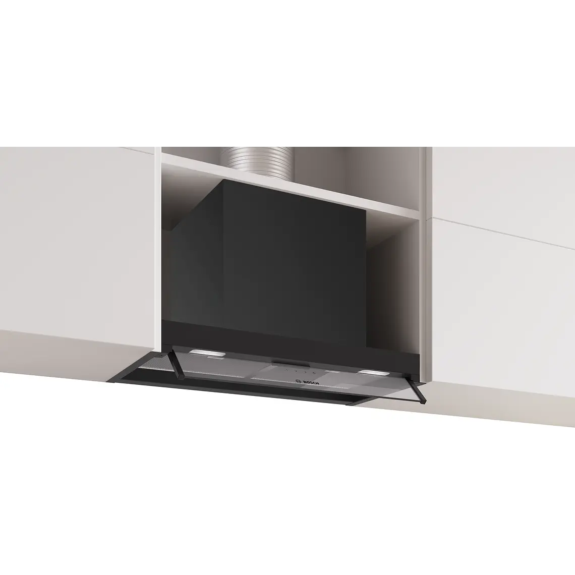 Bosch Serie 4 Campana decorativa integrable 60 cm Cristal transparente, Negro mate · DBB65CC60 1