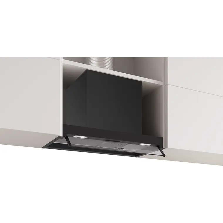 Bosch Serie 4 Campana decorativa integrable 60 cm Cristal transparente, Negro mate · DBB65CC60 1
