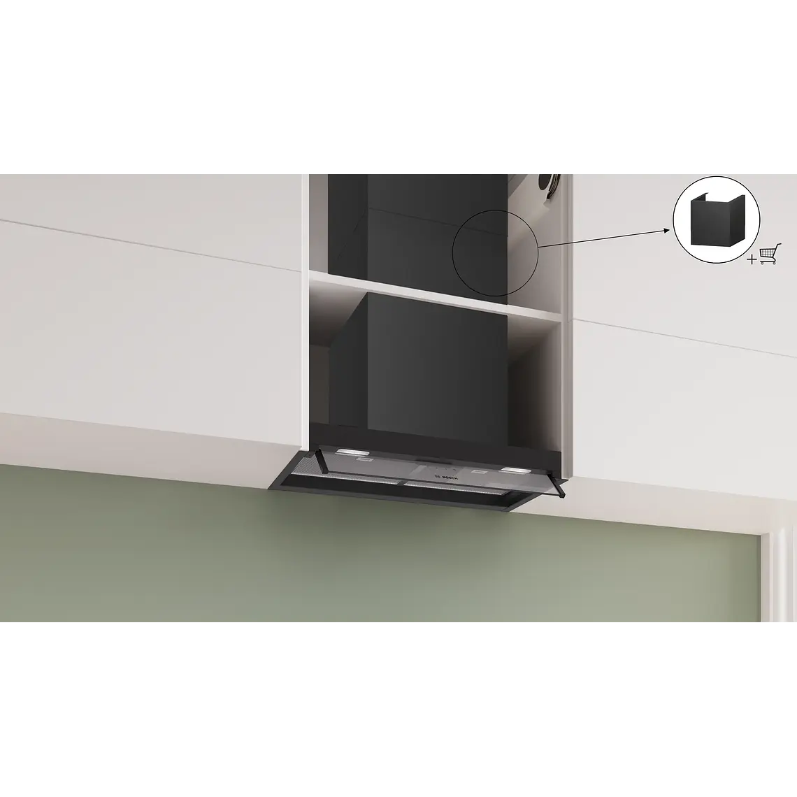 Bosch Serie 4 Campana decorativa integrable 60 cm Cristal transparente, Negro mate · DBB65CC60 8