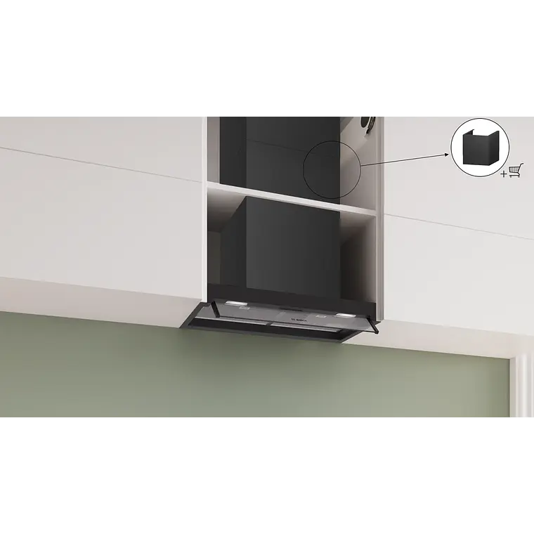 Bosch Serie 4 Campana decorativa integrable 60 cm Cristal transparente, Negro mate · DBB65CC60 8