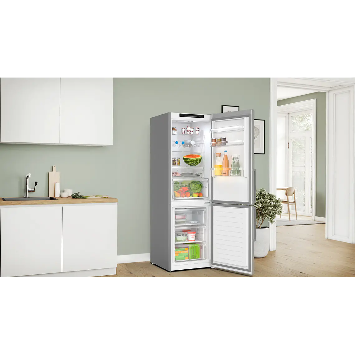 Bosch Serie 4 Refrigerador combinado de libre instalación 186 x 60 cm Acero inoxidable · KGN36VIBT 2