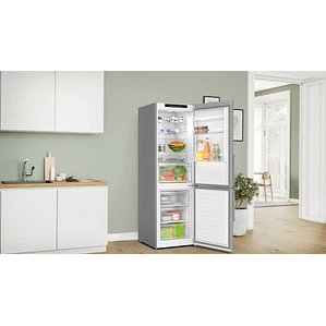 BOSCH Serie 4 Refrigerador combinado de libre instalación 186 x 60 cm Acero inoxidable · KGN36VIBT