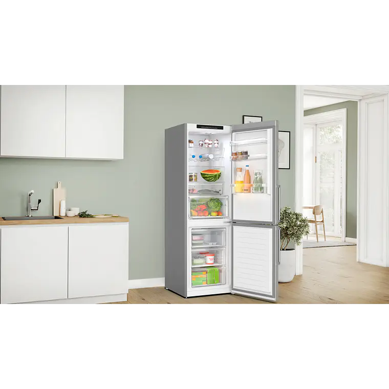 Bosch Serie 4 Refrigerador combinado de libre instalación 186 x 60 cm Acero inoxidable · KGN36VIBT 2