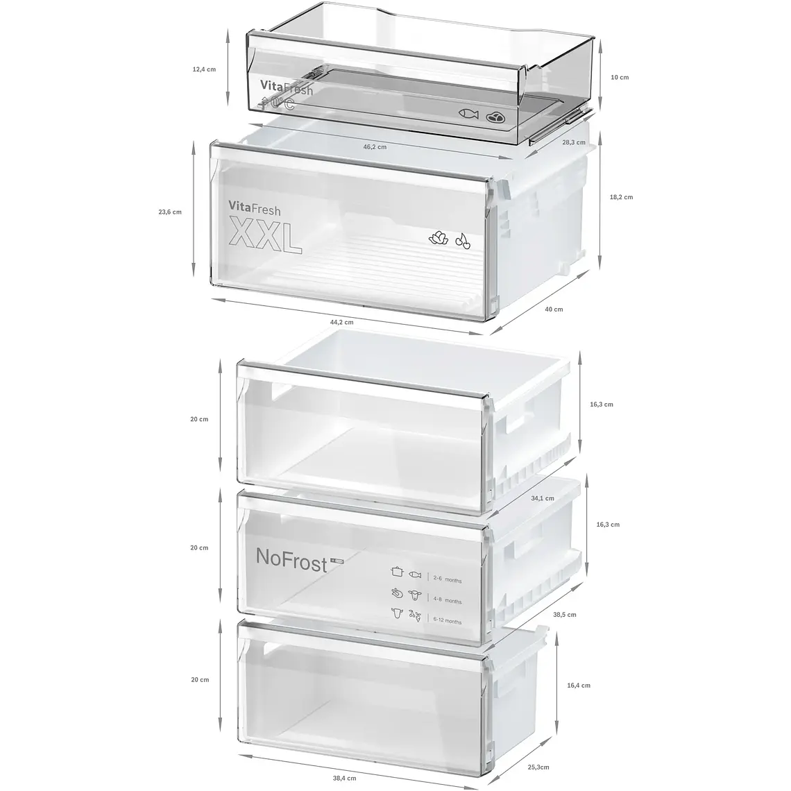 Bosch Serie 4 Refrigerador combinado de libre instalación 186 x 60 cm Acero inoxidable · KGN36VIBT 9