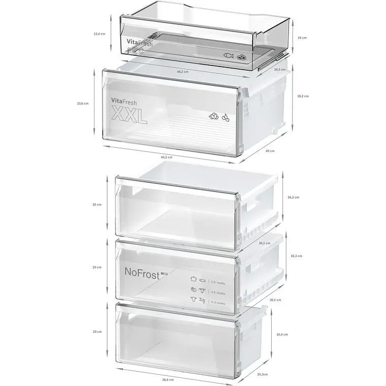 Bosch Serie 4 Refrigerador combinado de libre instalación 186 x 60 cm Acero inoxidable · KGN36VIBT 9