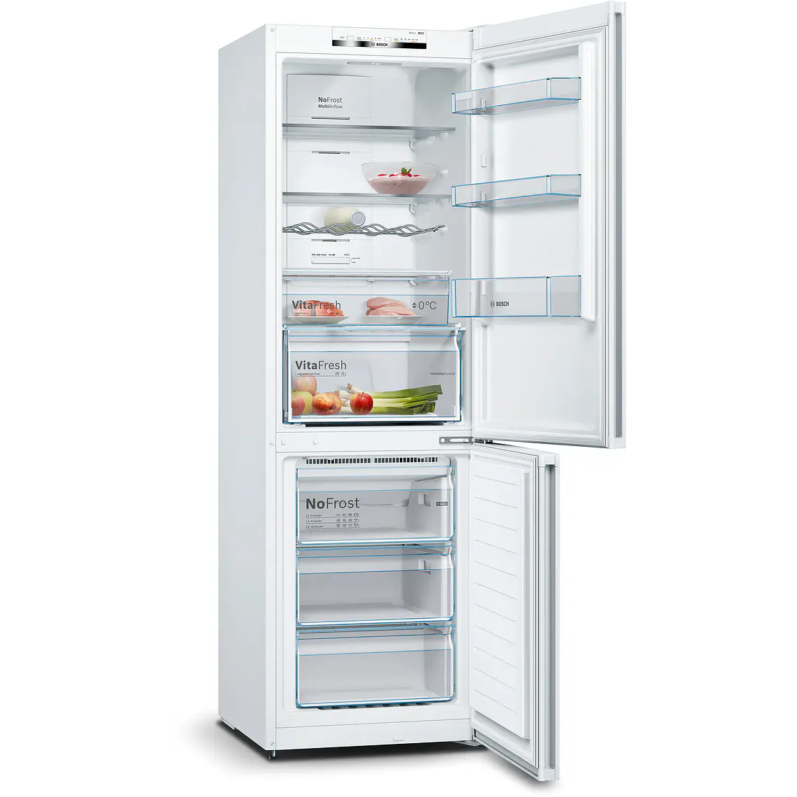 Bosch Serie 4 Refrigerador combinado de libre instalación 186 x 60 cm Blanco, Total NoFrost · KGN362WED 2