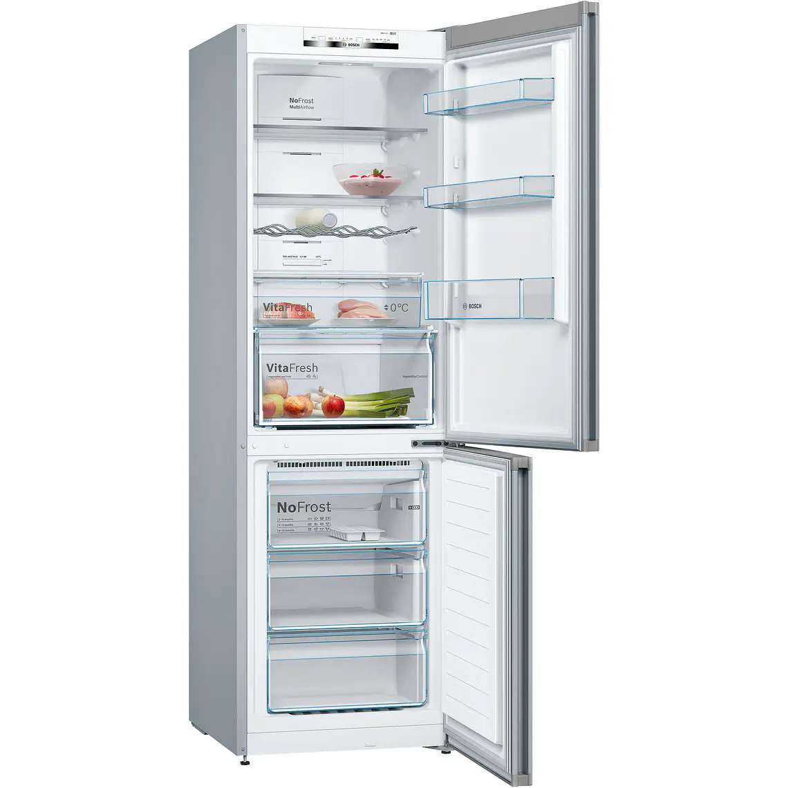 Bosch Serie 4 Refrigerador combinado de libre instalación 186 x 60 cm Acero mate antihuellas · KGN36VLDB 2