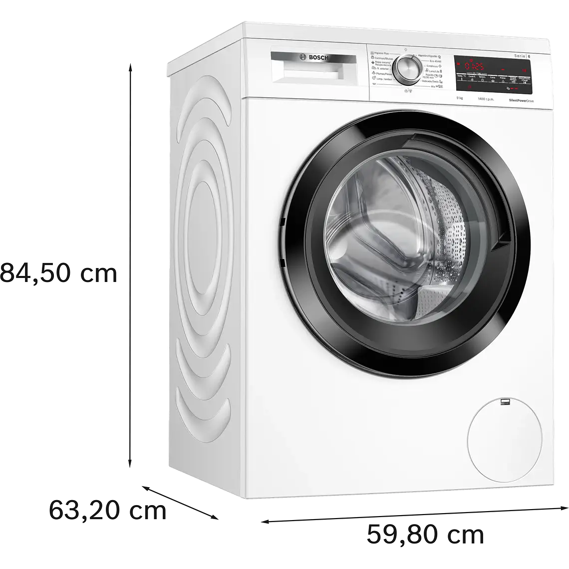 Bosch Serie 6 Lavadora de carga frontal 9 kg máx. 1400 rpm · WUU28T68ES 6