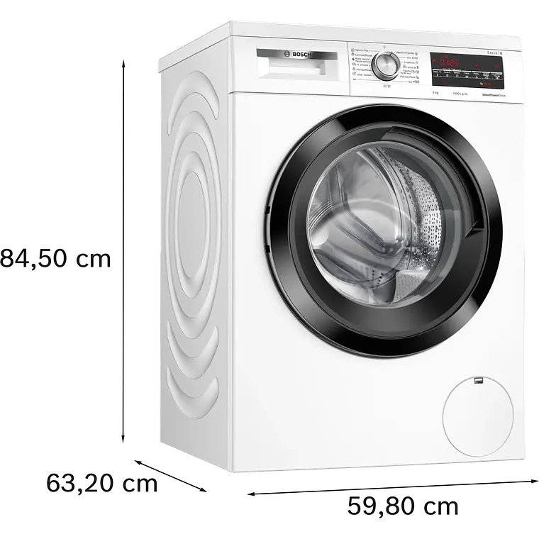 Bosch Serie 6 Lavadora de carga frontal 9 kg máx. 1400 rpm · WUU28T68ES 6