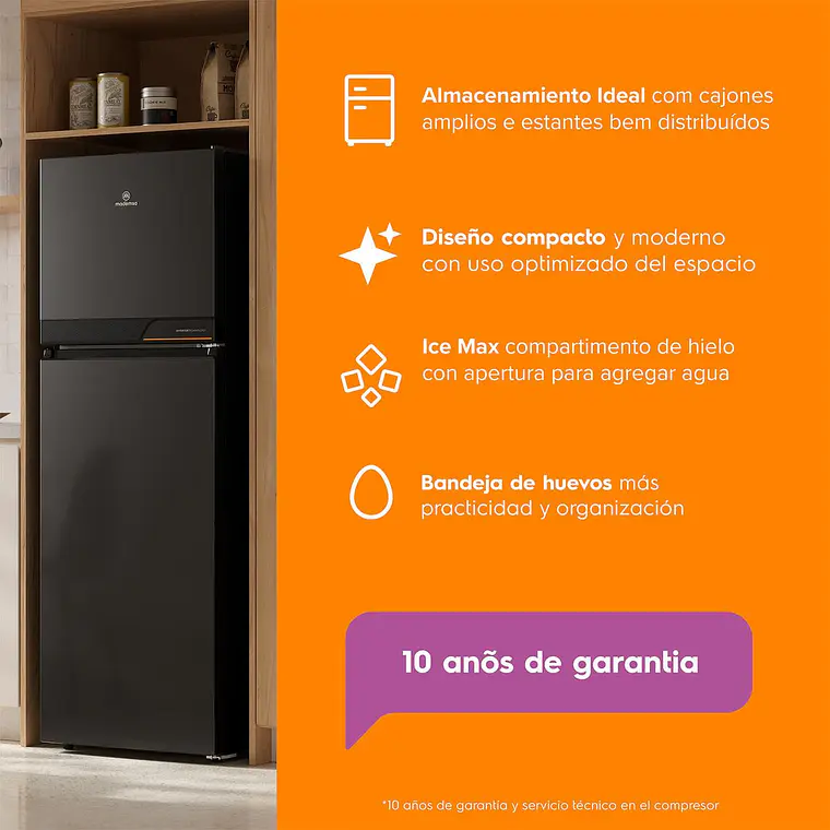 Refrigerador Mademsa 242L No Frost Top Freezer Inverter Altus A1250IN Negro 6