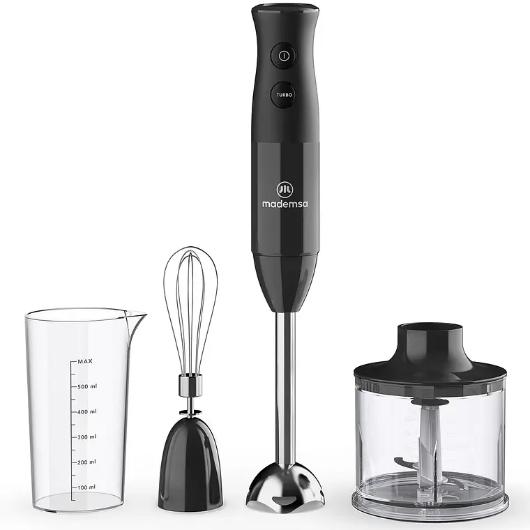Minipimer 3 en 1 Mademsa con 2 velocidades y Tecnología Súper Textura MIB20 Negro 1