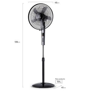 Ventilador 2 en 1 Pedestal y Sobremesa Mademsa Control Remoto 40,6cm SFM21 Negro