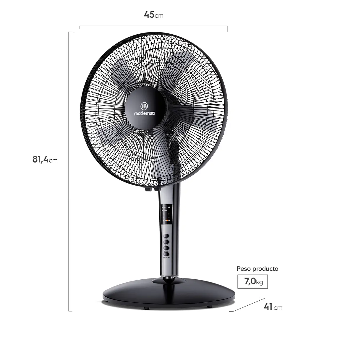 Ventilador 2 en 1 Pedestal y Sobremesa Mademsa Control Remoto 40,6cm SFM21 Negro 3