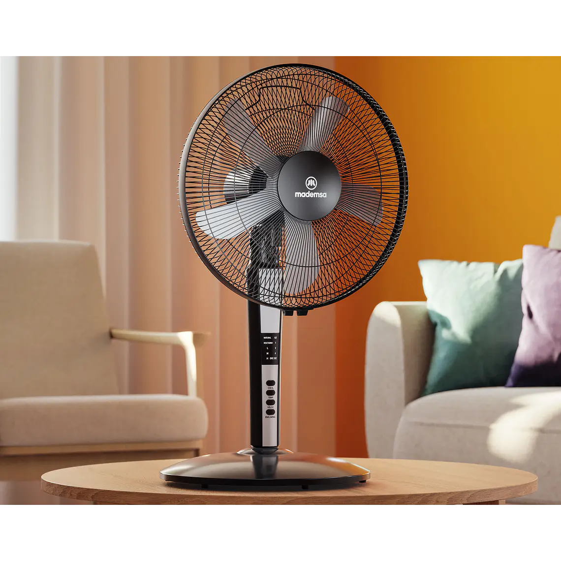 Ventilador 2 en 1 Pedestal y Sobremesa Mademsa Control Remoto 40,6cm SFM21 Negro 13