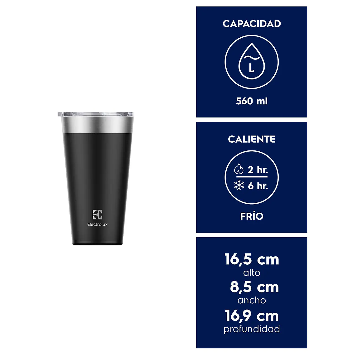 Vaso Térmico Mug 560 ml Electrolux Tapa Sense to Go Negro 2