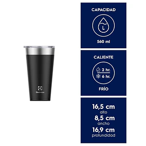 Vaso Térmico Mug 560 ml Electrolux Tapa Sense to Go Negro