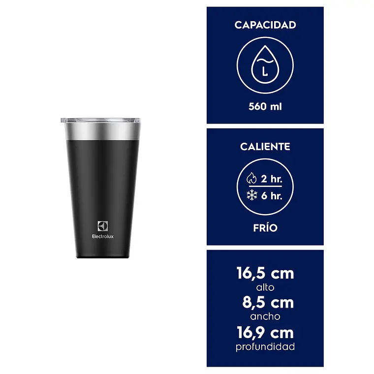 Vaso Térmico Mug 560 ml Electrolux Tapa Sense to Go Negro 2
