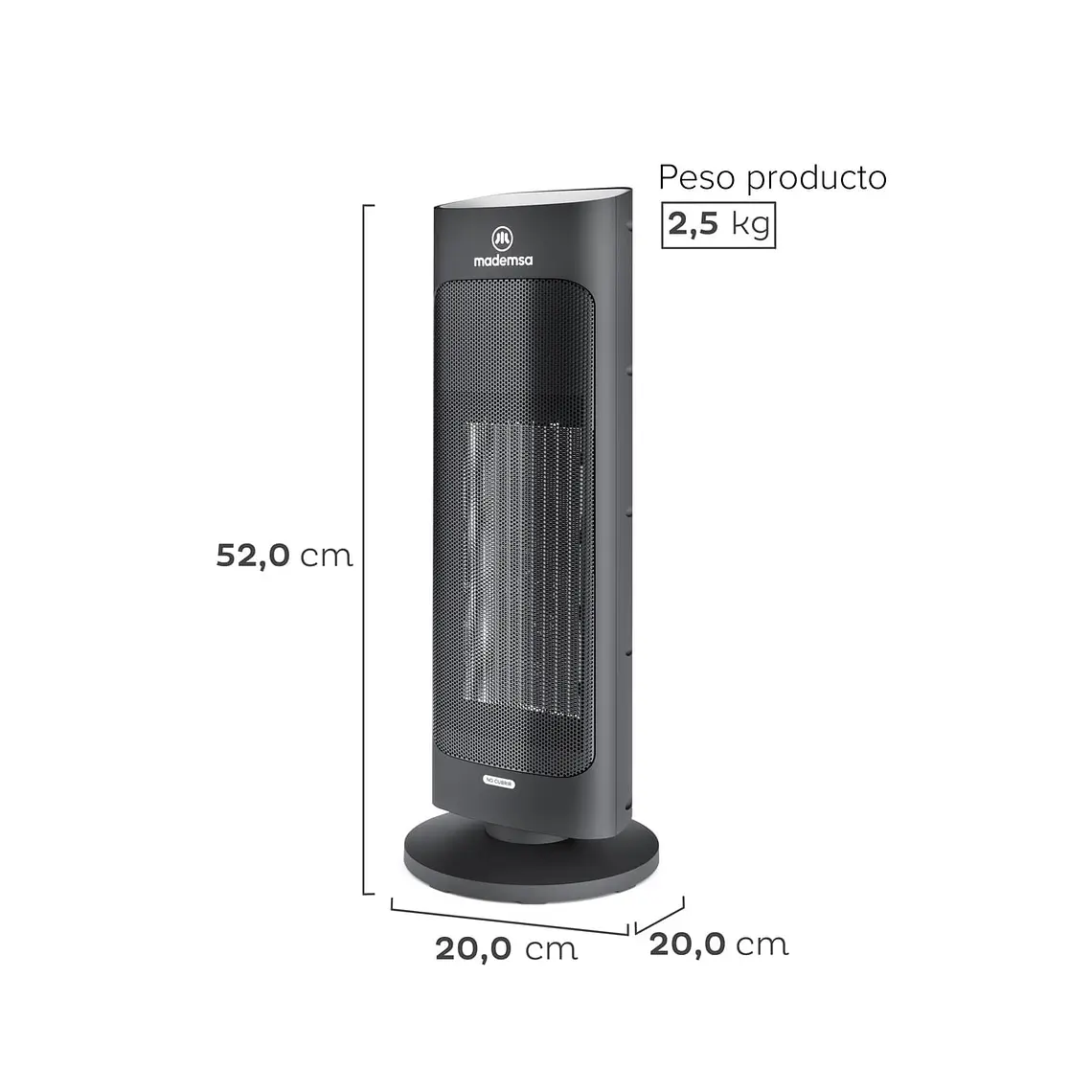 Estufa Eléctrica Mademsa 2000W Digital, Oscilación y Control Remoto EH100 Negra 3