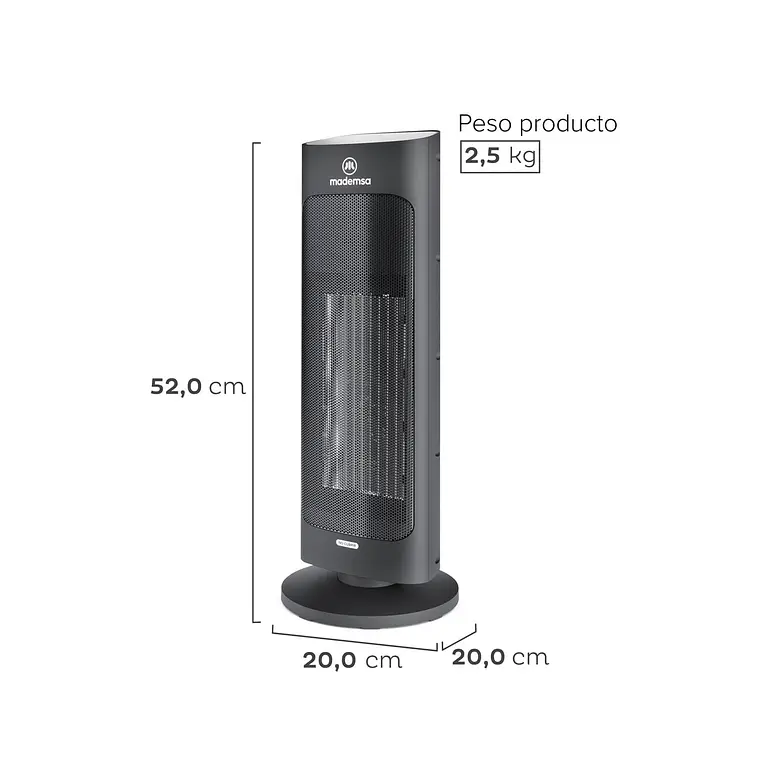 Estufa Eléctrica Mademsa 2000W Digital, Oscilación y Control Remoto EH100 Negra 3