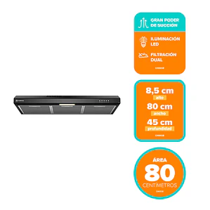 Campana de Cocina Extractora Mademsa 80cm Gran Poder de Succión y 3 Velocidades DM8SB Negra