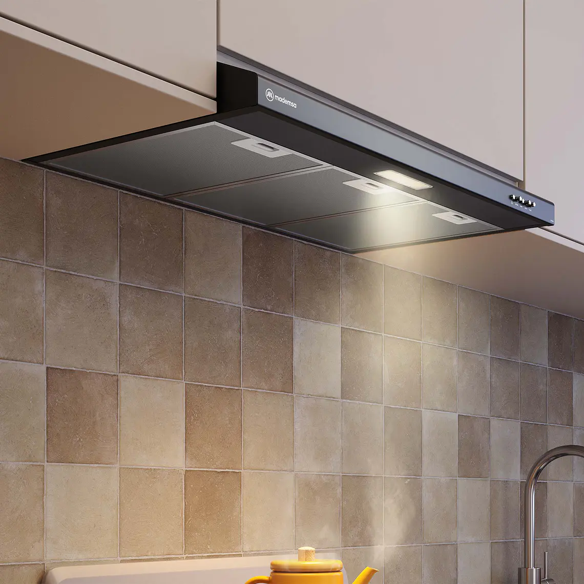 Campana de Cocina Extractora Mademsa 80cm Gran Poder de Succión y 3 Velocidades DM8SB Negra 7