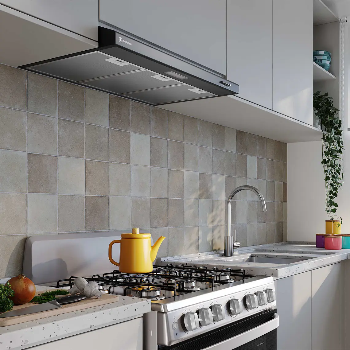 Campana de Cocina Extractora Mademsa 80cm Gran Poder de Succión y 3 Velocidades DM8SB Negra 10