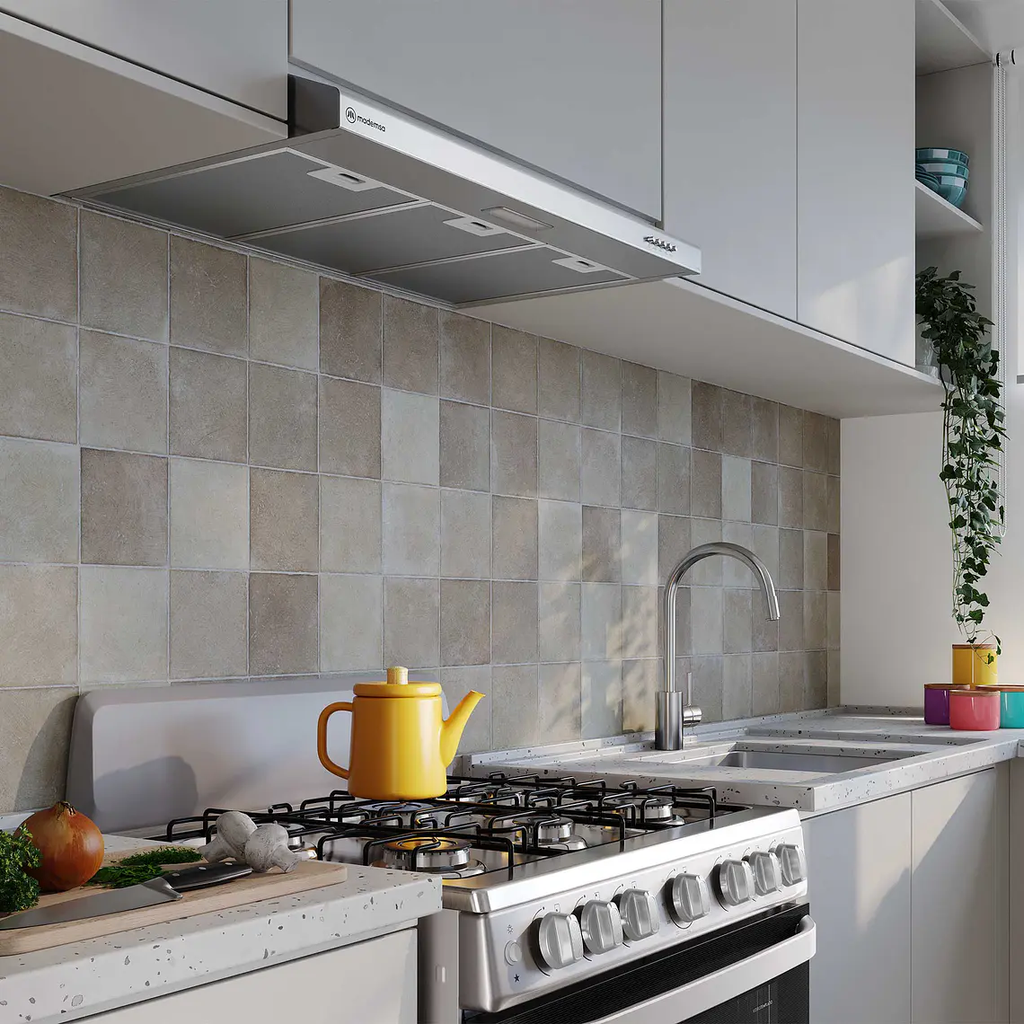 Campana de Cocina Extractora Mademsa 80cm Gran Poder de Succión y Filtración dual DM8SS Inox 10