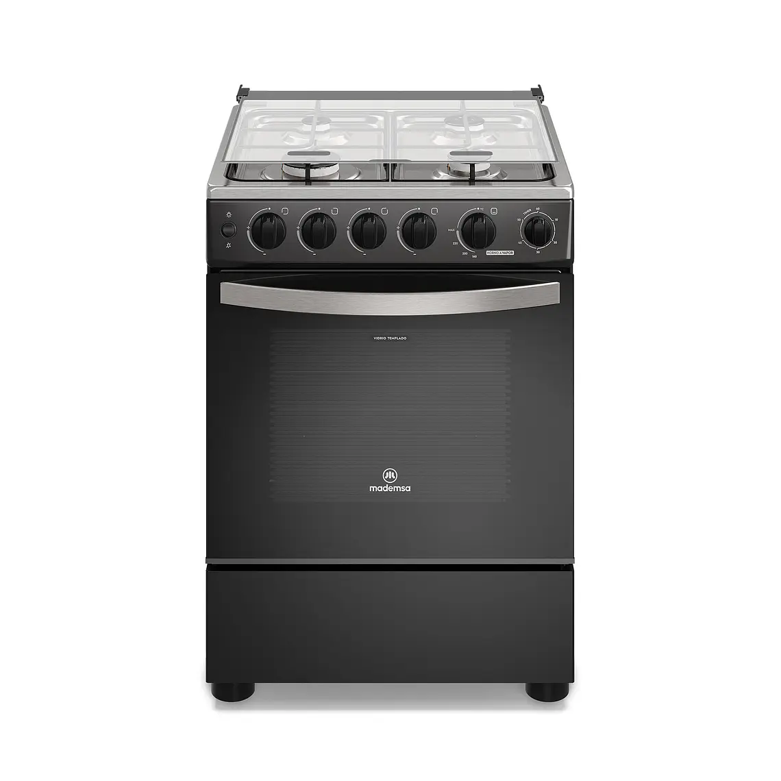 Cocina a Gas 4 Platos Mademsa Horno a Vapor y Temporizador FM4TPC Negra 1