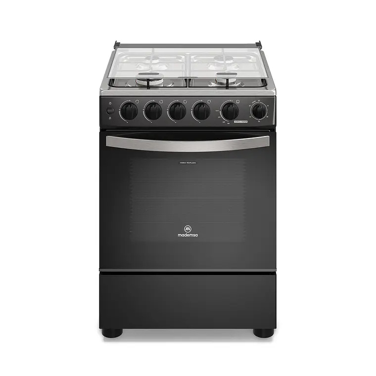Cocina a Gas 4 Platos Mademsa Horno a Vapor y Temporizador FM4TPC Negra 1
