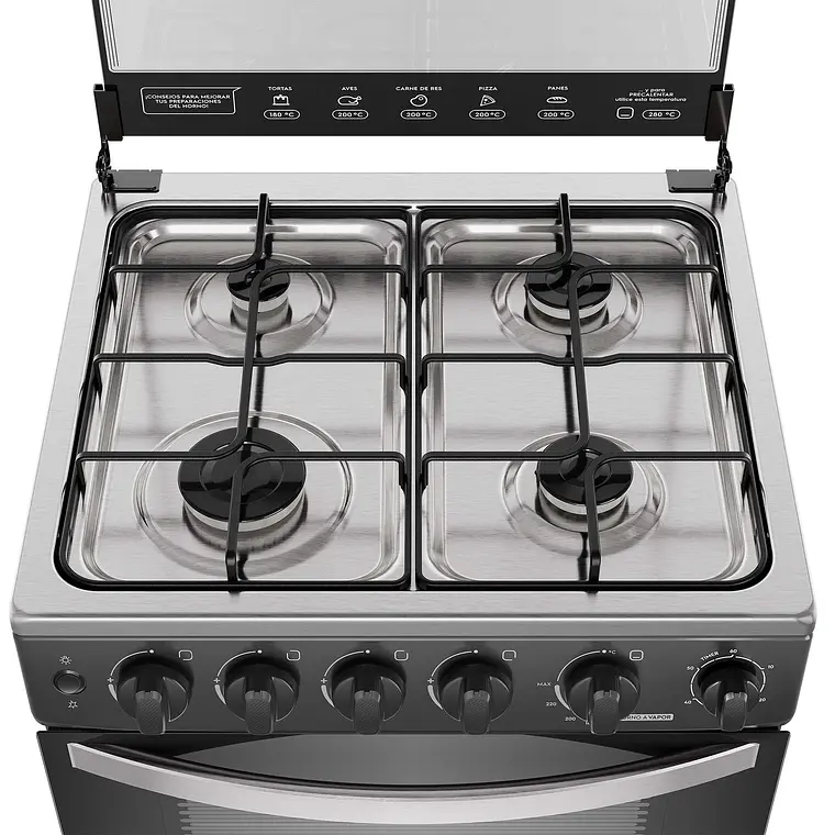 Cocina a Gas 4 Platos Mademsa Horno a Vapor y Temporizador FM4TPC Negra 4