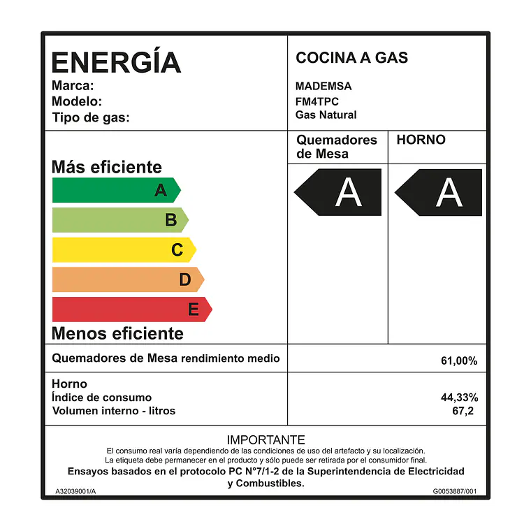 Cocina a Gas 4 Platos Mademsa Horno a Vapor y Temporizador FM4TPC Negra 11