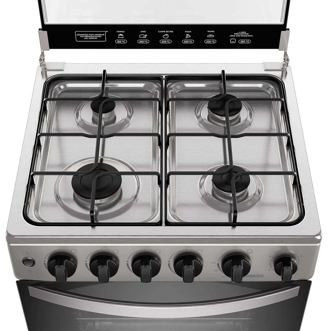 Cocina a Gas 4 platos Mademsa Horno a Vapor y Temporizador FM4TSC Silver 5