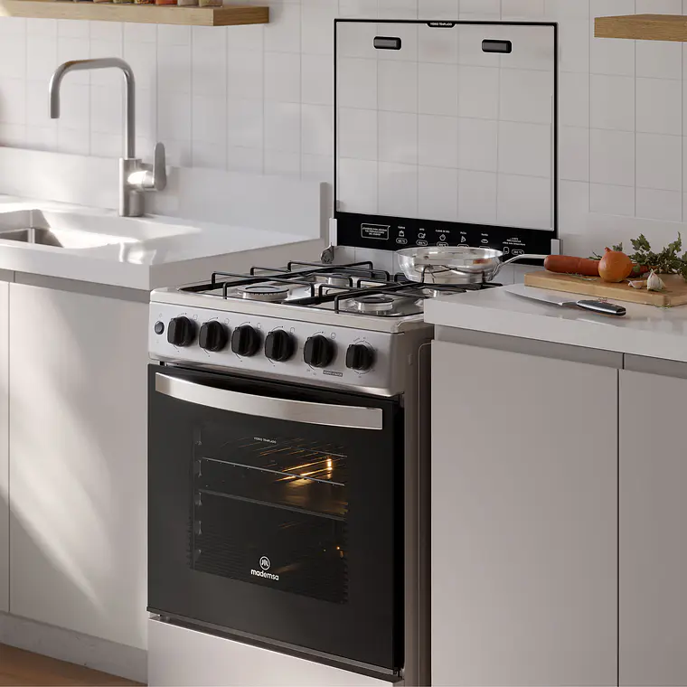 Cocina a Gas 4 platos Mademsa Horno a Vapor y Temporizador FM4TSC Silver 8