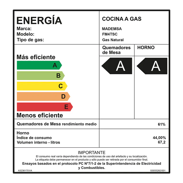 Cocina a Gas 4 platos Mademsa Horno a Vapor y Temporizador FM4TSC Silver 10