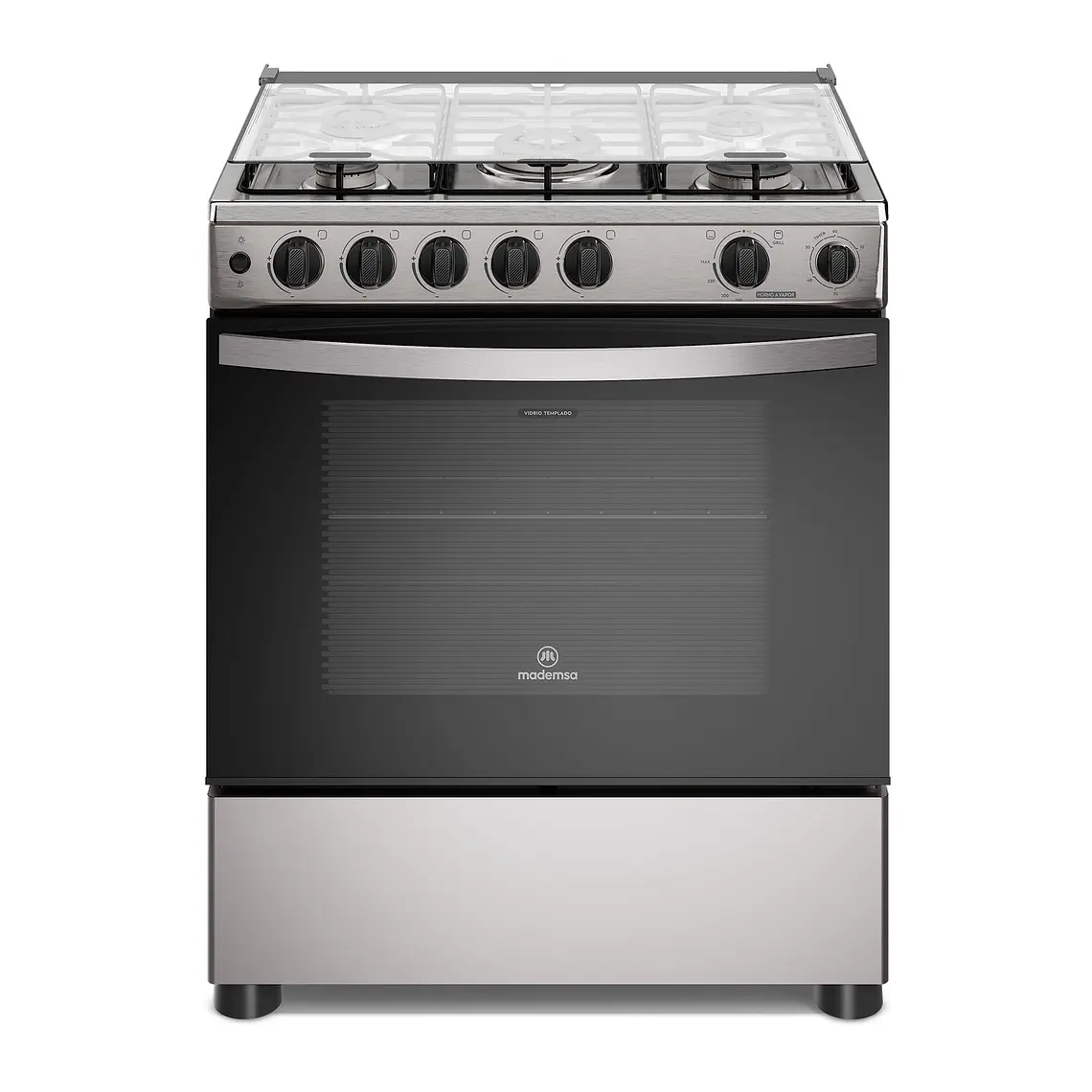 Cocina a Gas 5 Platos Mademsa Horno a Vapor y Triple Llama FM5SSC Inox 1