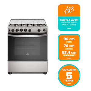 Cocina a Gas 5 Platos Mademsa Horno a Vapor y Triple Llama FM5SSC Inox