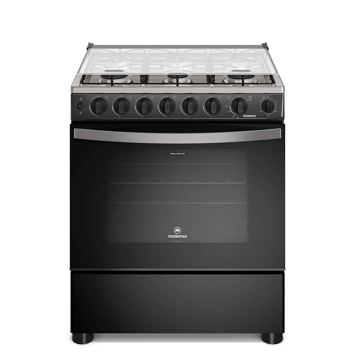 Cocina a Gas 6 Platos Mademsa Horno a Vapor y Parrillas Pletina FM6SPC Negra 1