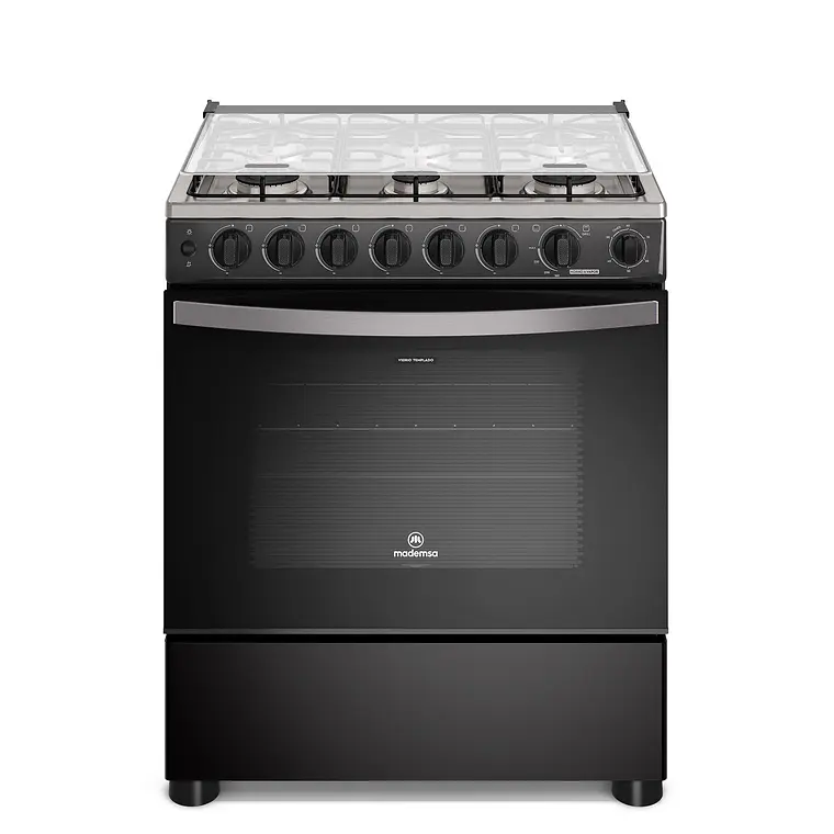 Cocina a Gas 6 Platos Mademsa Horno a Vapor y Parrillas Pletina FM6SPC Negra 1