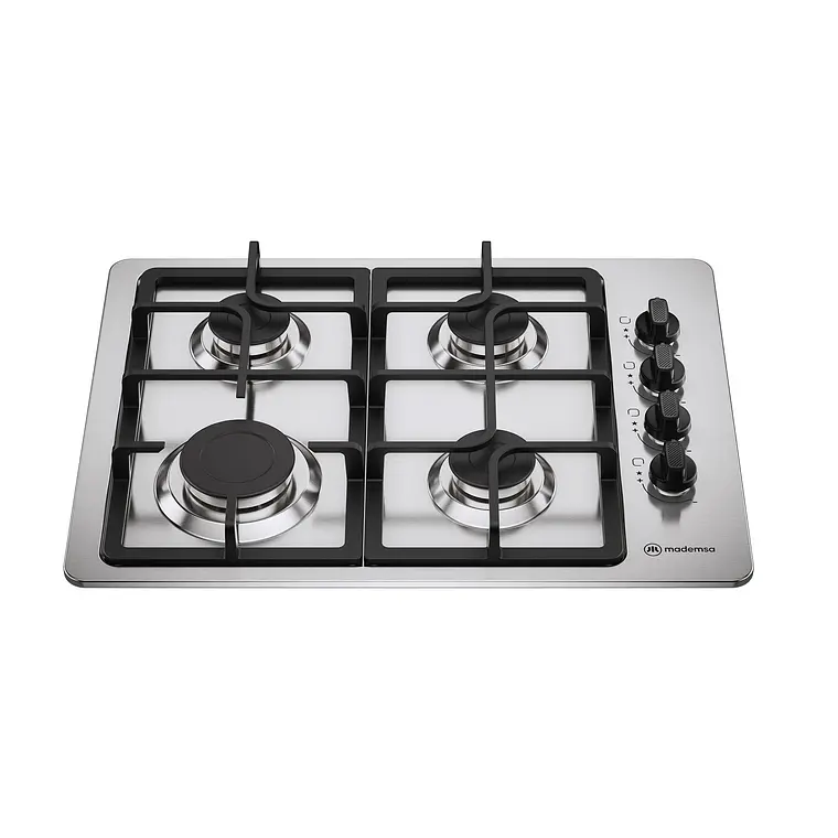 Encimera a Gas 4 Platos Mademsa Encendido Automático y Parrillas Hierro Fundido KM4CX Inox 1