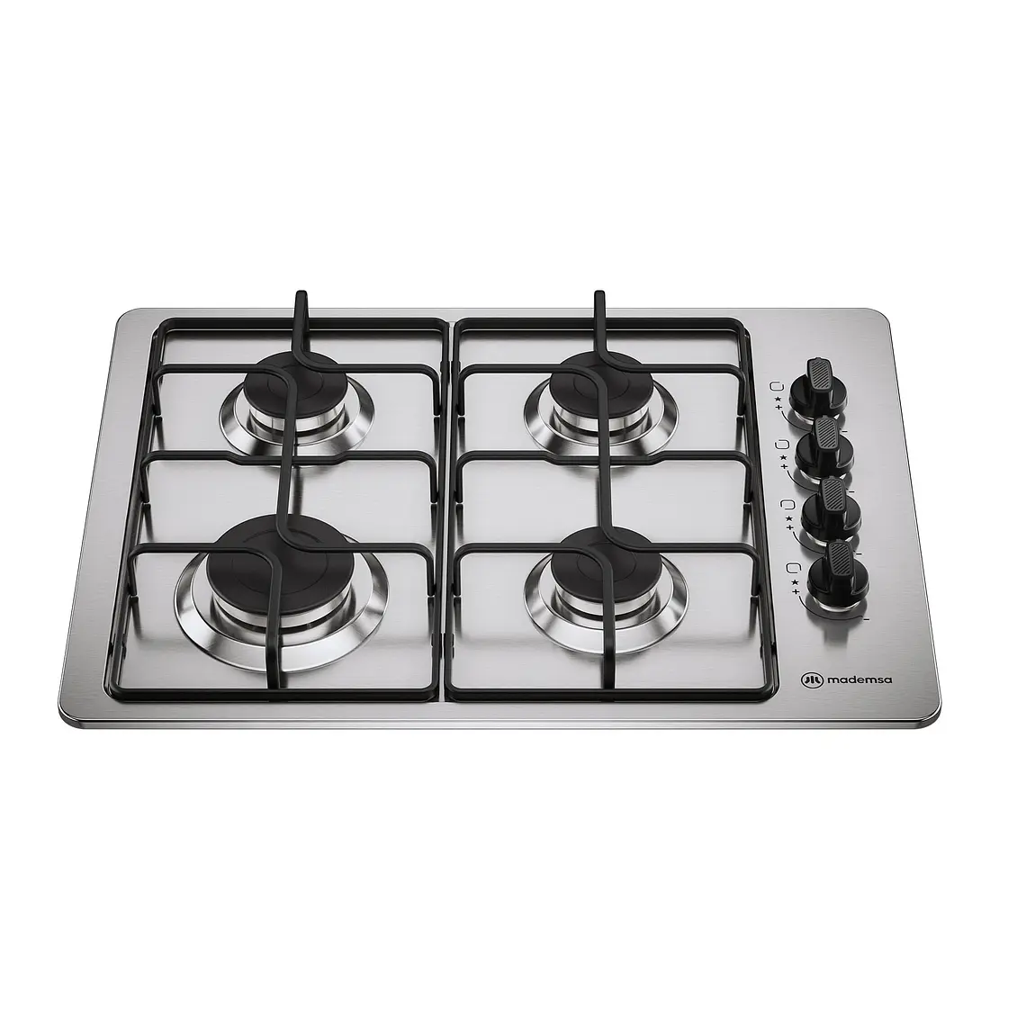 Encimera a Gas 4 Platos Mademsa Encendido Automático y Parrillas Pletina KM4GX Inox 1