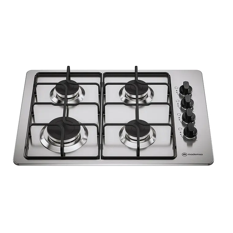 Encimera a Gas 4 Platos Mademsa Encendido Automático y Parrillas Pletina KM4GX Inox 1