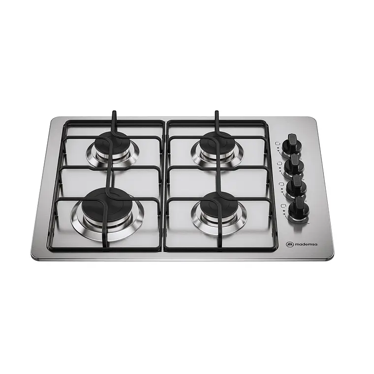Encimera a Gas 4 Platos Mademsa Encendido Automático y Parrillas Pletina KM4NX Inox 1